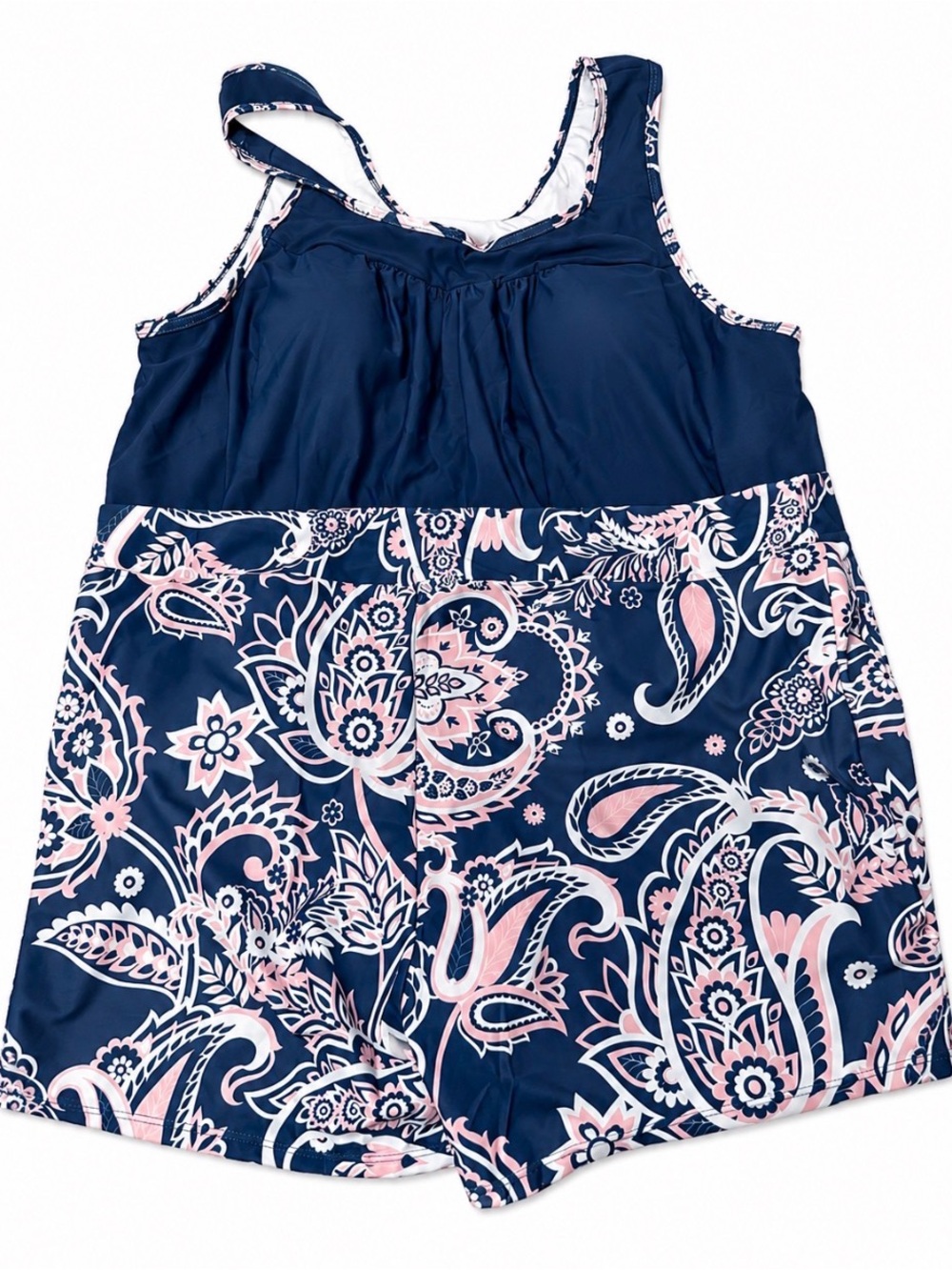 SHEIN Navy Plus-Size Tankini Top with Floral Trim - Picture 3 of 4
